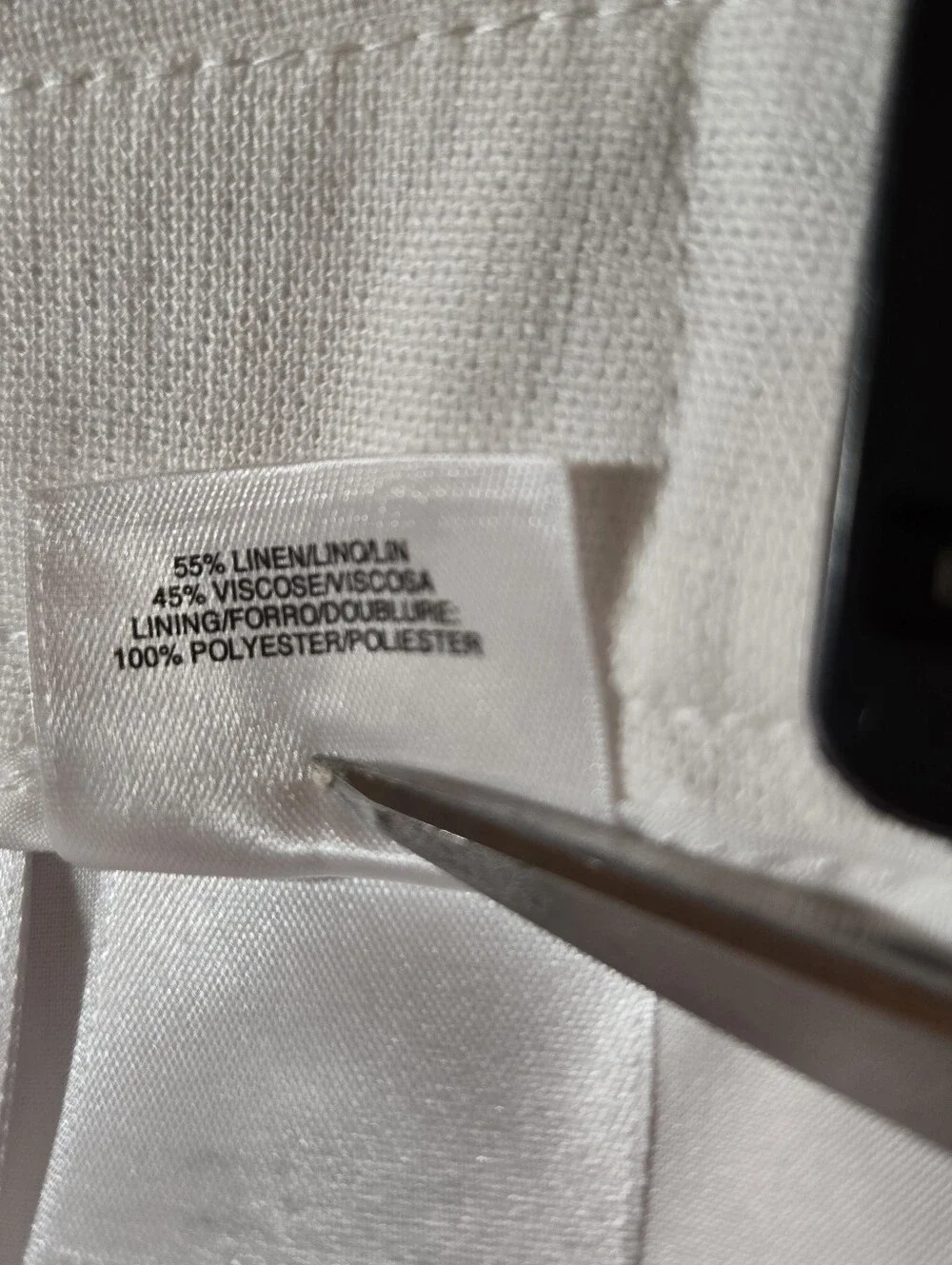 Evan Picone Black Label NWT Linen Rayon Pants 12 Lined Straight Leg White Ankle - Picture 6 of 6